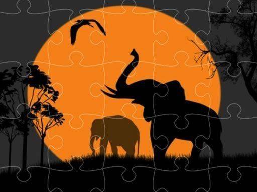 Silhouette Elephant Puzzle Challenge