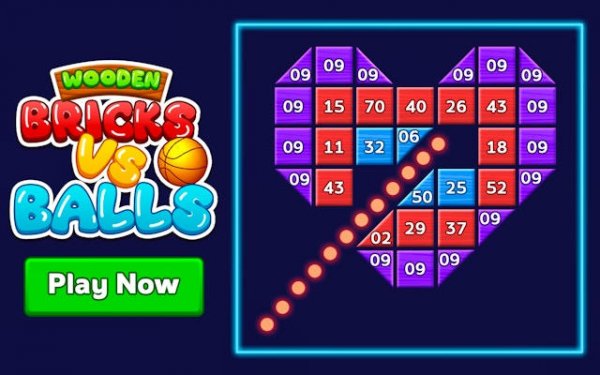 Wooden Bricks vs Balls - Brick Breaker Game